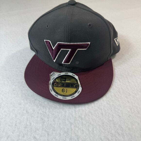 Kids New Era Maroon Virginia Tech VT Hokies 59Fifty Fitted Hat Cap Wool Poly Bln - Picture 3 of 9